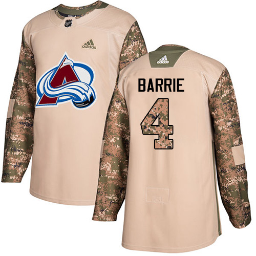 Adidas Avalanche #4 Tyson Barrie Camo Authentic Veterans Day Stitched Youth NHL Jersey